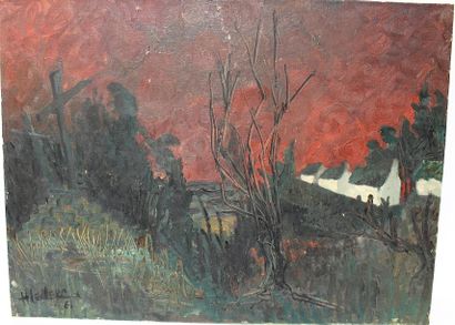 H.LECLERC. Huile signée bas gauche. Paysage...