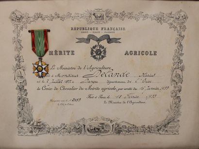 Diplôme du MERITE AGRICOLE avec MEDAILLE...