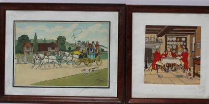 Harry ELIOTT. La calèche et scène d'intérieur....