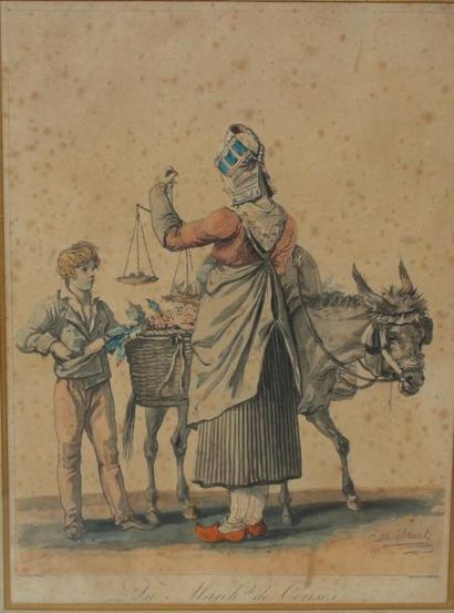 Carle VERNET. La marchande de cerise. Gravure...