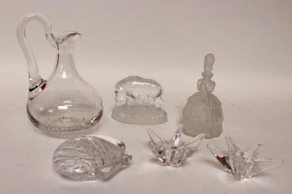 Lot de verrerie dont DAUM presse papier coquille...