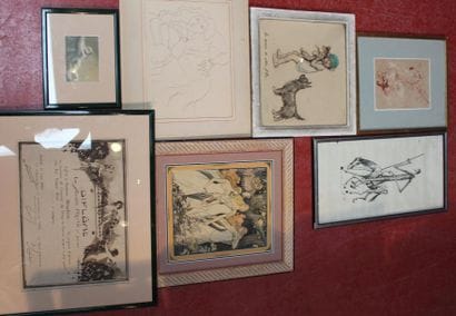 Lot de gravures et PIECES ENCADREES dont...