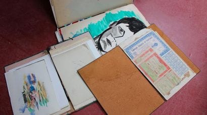 Lot de CARTONS à DESSINS dont aquarelles,...