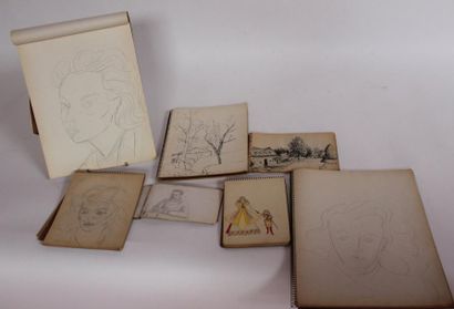 Lot de CARNETS de DESSINS divers.