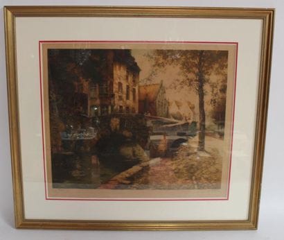 Van Nesle. Pont à Bruges. Gravure en cou...