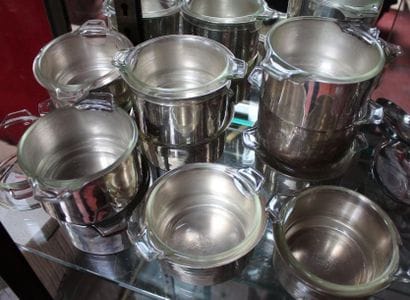 Lot de CASSOLETTES en métal argenté les intérieurs...