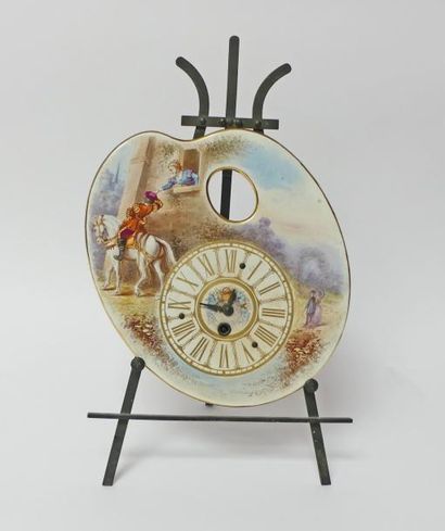 Curieuse PENDULE en porcelaine figurant une...