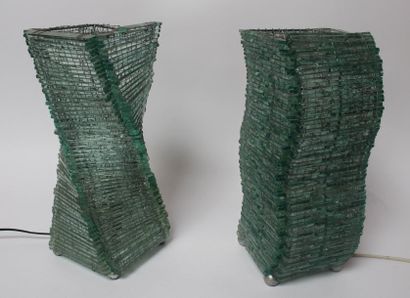 Deux LAMPES en lames de verres. (quelques...