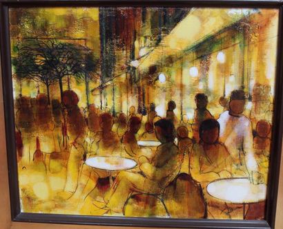 Claude SAUZET (1941) Café de nuit aux champs...