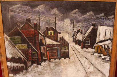 COUAPEL. Paysage enneigé. Huile sur toile...