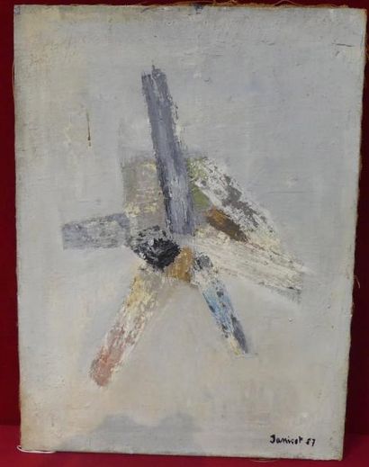Françoise JANICOT (1929). Composition. Huile...