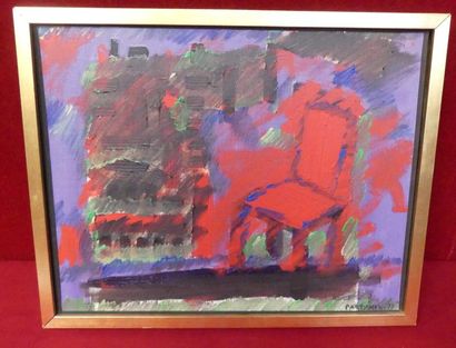 PARTANEN. Composition. Huile sur toile signée...