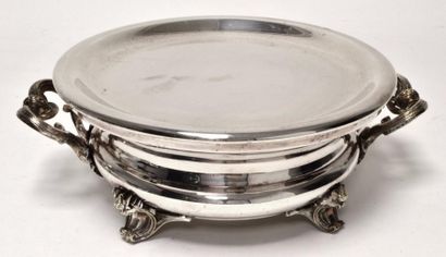RECHAUD en métal doublé, de forme ronde,...