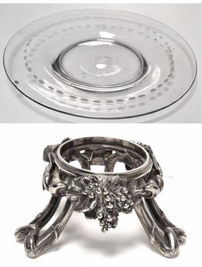 CHRISTOFLE COUPE en métal argenté et cristal,...