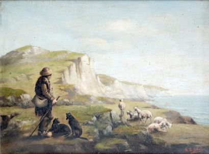 Joseph LE GULUCHE (1849-1915) Berger devant...