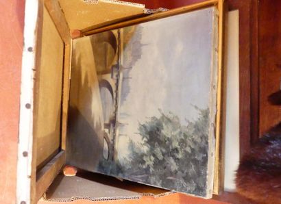 Huiles sur toile et pièces encadrées. 