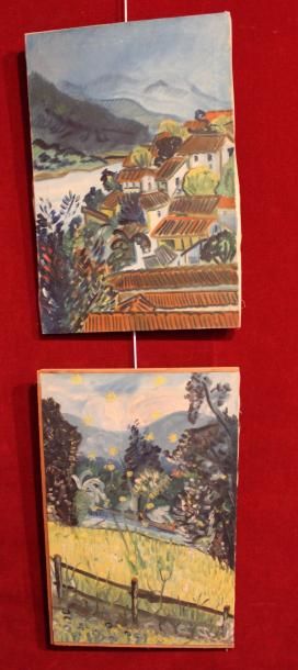 BRUNO-DESVIGNES, deux huiles sur toiles,...
