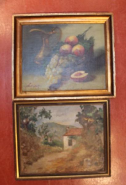 Nature morte aux fruits, huile sur toile...