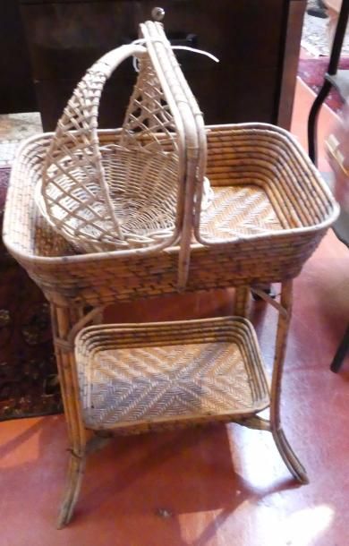 Travailleuse et panier en osier