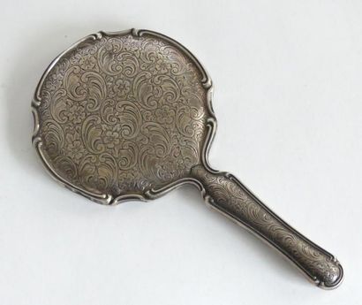 MIROIR à MAIN en argent à riche décor en...