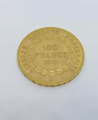 Piece de 100 francs or 1910 Génie Ailé 