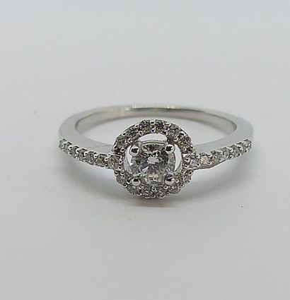 BAGUE en or gris, le chaton rond serti de...