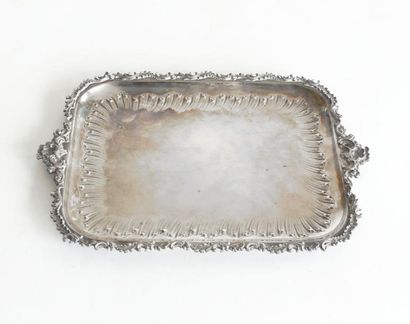 PLATEAU A CARTE en métal argenté à décor...