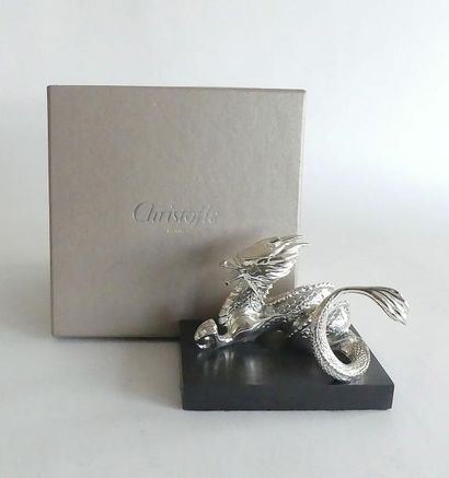 CHRISTOFLE. DRAGON en métal argenté, sur...