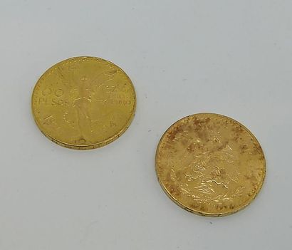 DEUX PIECES de 50 pesos or