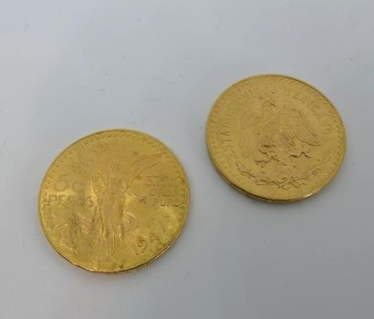 DEUX PIECES de 50 pesos or