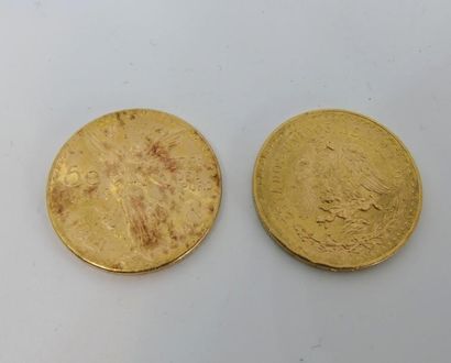 DEUX PIECES de 50 pesos or