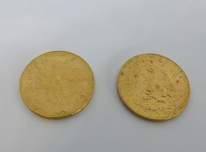 DEUX PIECES de 50 pesos or