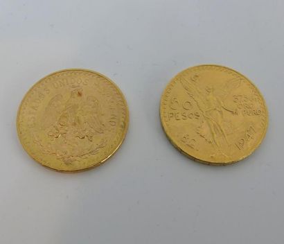 DEUX PIECES de 50 pesos or
