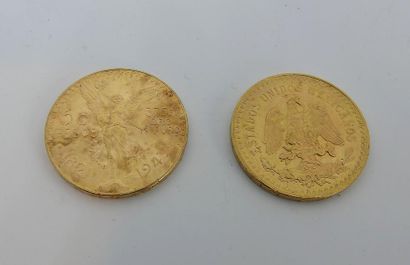 DEUX PIECES de 50 pesos or
