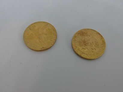 DEUX PIECES de 50 pesos or