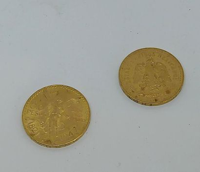 DEUX PIECES de 50 pesos or