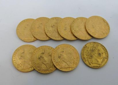 DIX PIECES de 20 francs or 9 Marianne 1 ...