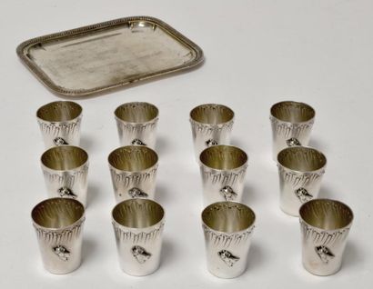 *Suite de douze GOBELETS à liqueur en argent,...