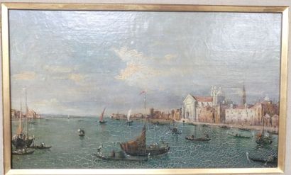 Venise. huile sur toile rentoilée. Craquelures....