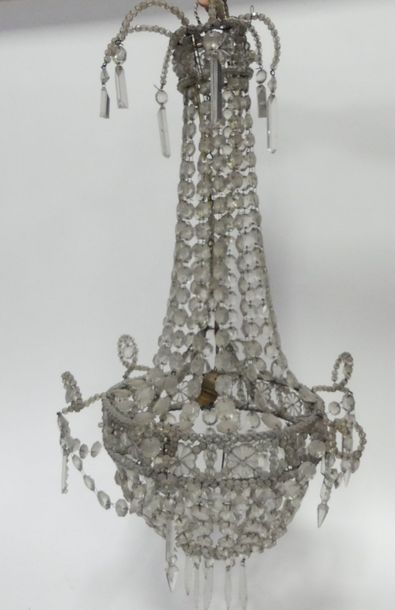 Petit LUSTRE corbeille à gouttes et pendeloques...