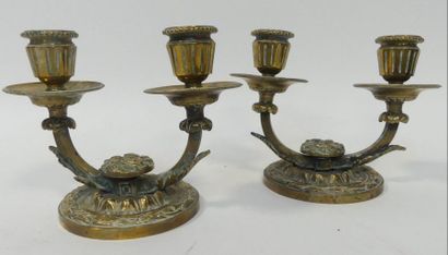 Paire de CANDÉLABRES à deux bras de lumières...