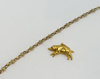 BRACELET d'enfant en ors de couleur. Poids...