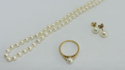 Ensemble en or jaune et perles de culture,...