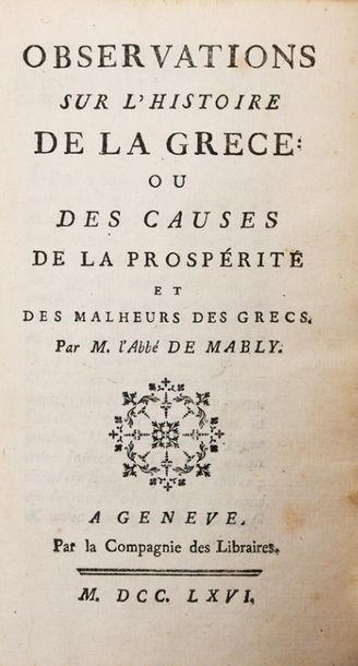 MABLY (Abbé de). OBSERVATIONS SUR L'HISTOIRE...