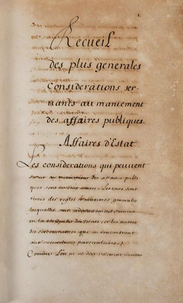 BETHUNE (Philippe de). RECUEIL DES PLUS GENERALES...