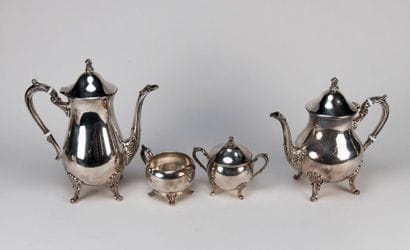 Rocaille style tea-coffee set in silver plated...