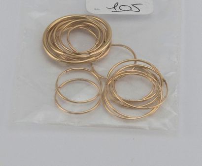 Set of nine pairs of yellow gold creoles....