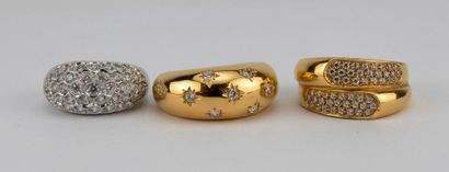 Set of three jeweler's model rings.