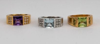 Set of three jeweler's model signet ring...