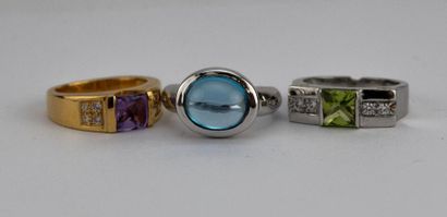 Set of three jeweler's model rings.